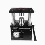 Manual pressure control valve on coin cell crimping machine with 0.9MPa recommended pressure gauge