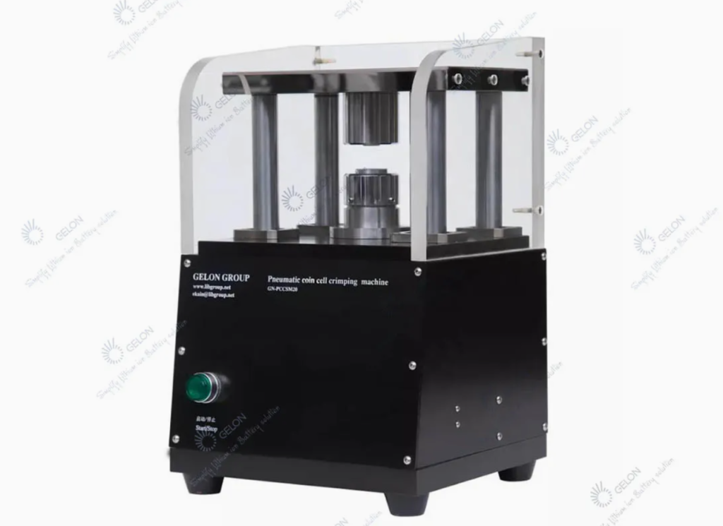 Pneumatic coin cell crimping machine compact design stainless steel body for CR2032 battery sealing
