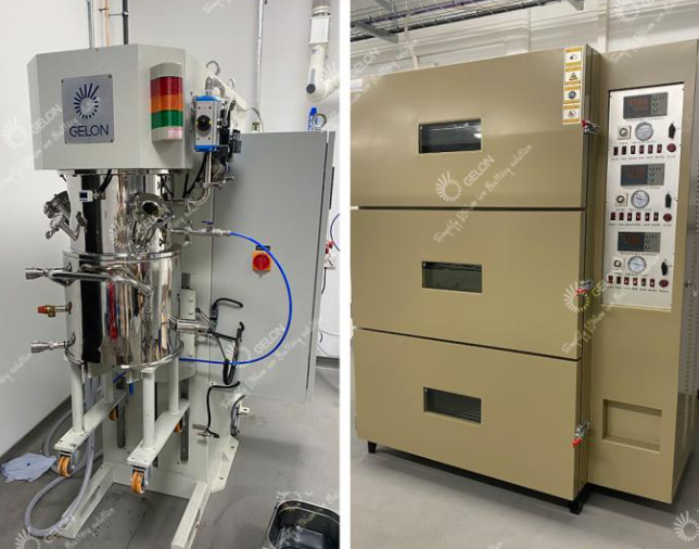 Successfully commissioned lithium ion battery pilot line equipment, showing the control interface and cell winding unit.