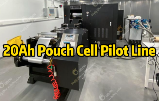 Complete 20Ah lithium ion battery pouch cell pilot line equipment installed in a British university laboratory setting.